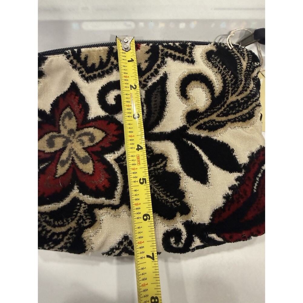 Atenti Paisley Bean Accessories Zippered Pouch Red Black Floral Zebra Pattern - Picture 3 of 4